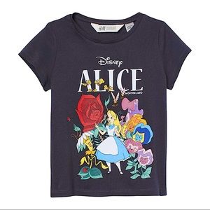 H&M Gray Disney Tee Shirt with Alice in Wonderland